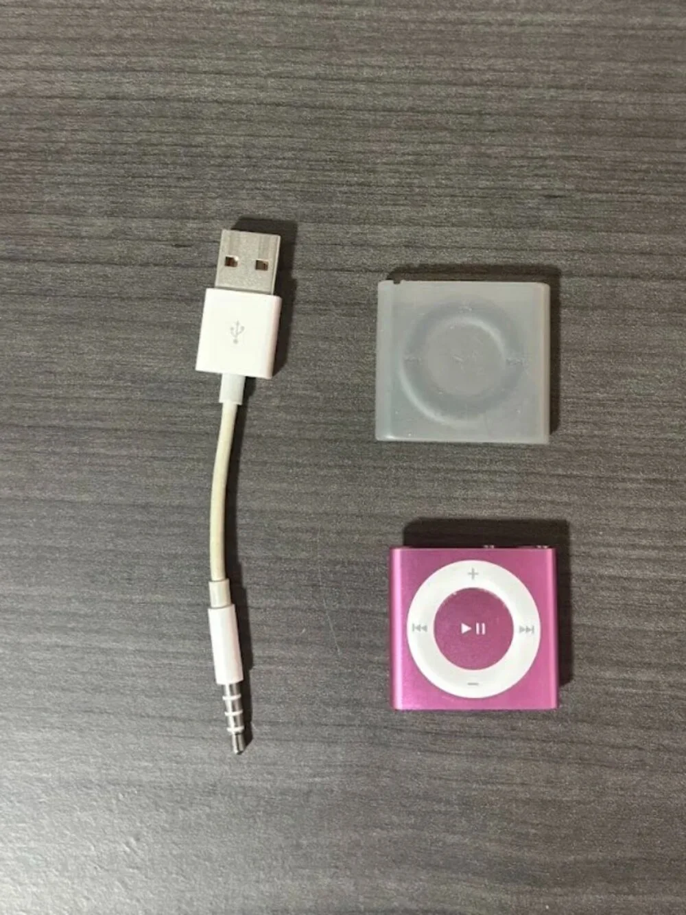Pink iPod Shuffle w/ Charging Cable & Case